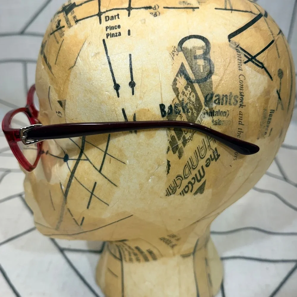Mimic Eyeglass Frames 54-15-135 Red Burgundy Rectangular N5004 613 Buckle Detail
